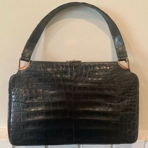 Vintage 100% Genuine Black Alligator Purse